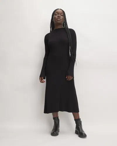 Everlane Ribbed Mock Neck Midi Dress In Black