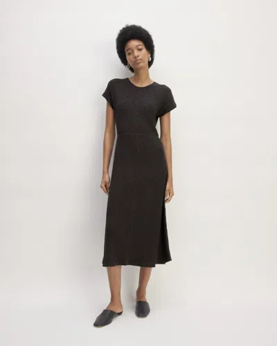Everlane Rib-knit Cap-sleeve Midi Dress In Black