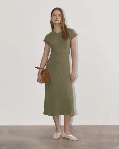 Everlane Rib-knit Cap-sleeve Midi Dress In Kalamata In Green