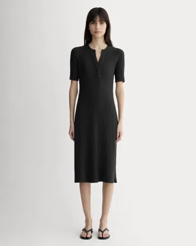 Everlane Rib-knit Henley Dress In Black