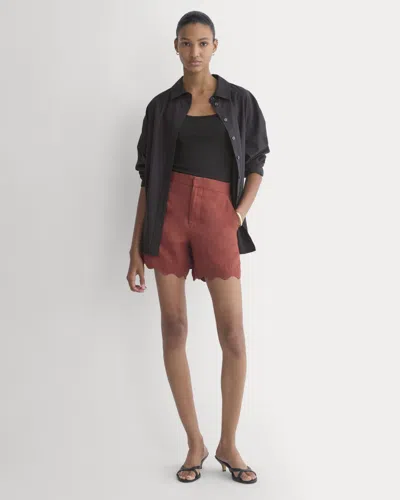Everlane Scalloped Edge Short In Red