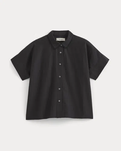 Everlane Scalloped-collar Square Shirt In Black