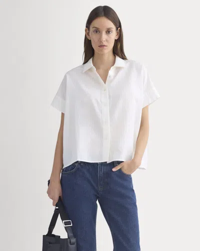 Everlane Scalloped-collar Square Shirt In Bone In White