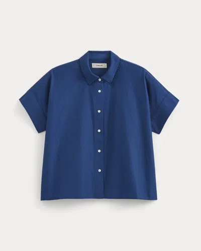 Everlane Scalloped-collar Square Shirt In Estate Blue