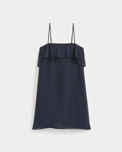 Everlane Scarf-tie Mini Dress In Silk Georgette In Men's Navy/birch In Blue