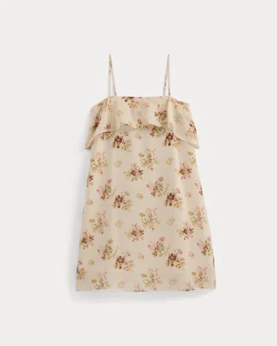 Everlane Scarf-tie Mini Dress In Silk Georgette In Vintage Floral In Neutral