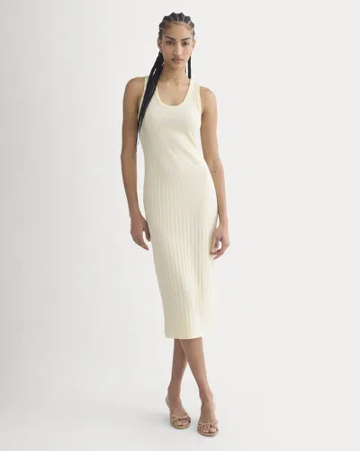 Everlane Scoop-neck Midi Dress In Pointelle Knit In Lemon Icing In Yellow