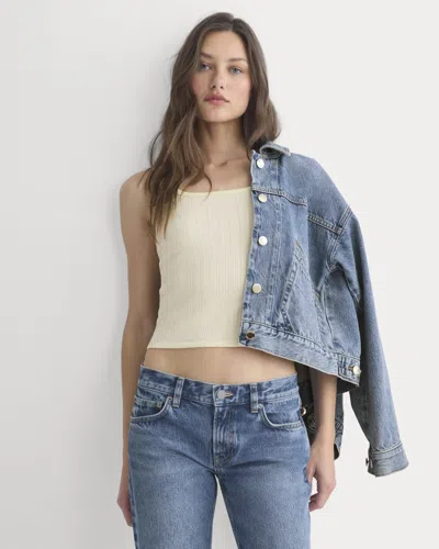 Everlane Scoop-neck Tank Top In Pointelle In Lemon Icing In Blue