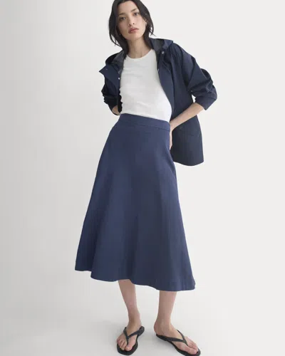 Everlane Seamed Midi Skirt In Navy In Blue