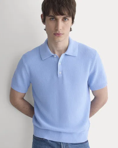 Everlane Seed Stitch Polo Sweater In Open Air Blue