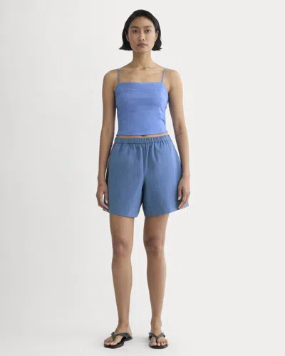 Everlane Seersucker Pull-on Short In Soft Cobalt In Blue