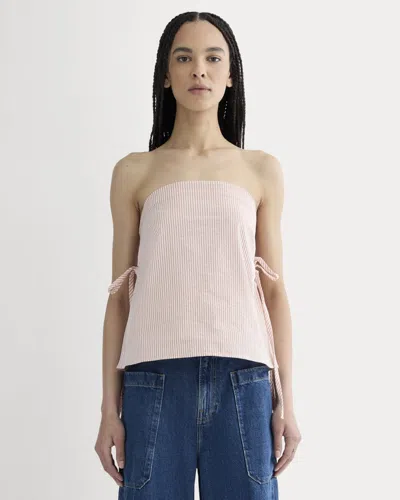 Everlane Seersucker Tube Top In Soft Orange In Pink