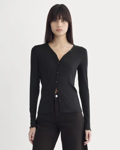 Everlane Sheer V-neck Cardigan In Black