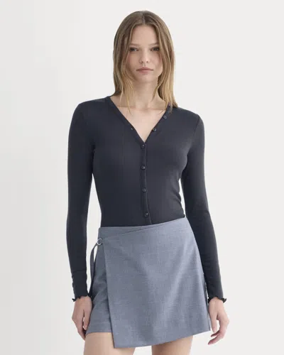 Everlane Sheer V-neck Cardigan In Blue