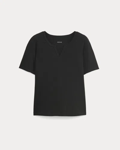 Everlane Shimmy V-neck Top In Black