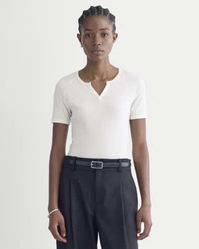 Everlane Shimmy V-neck Top In Bone In White