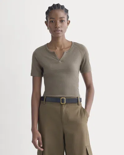 Everlane Shimmy V-neck Top In Taupe In Brown