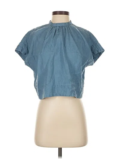 Pre-owned Everlane Short Sleeve Blouse In Blue