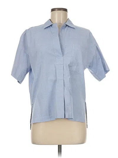 Pre-owned Everlane Short Sleeve Blouse In Blue