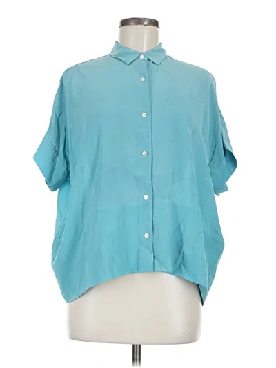 Pre-owned Everlane Short Sleeve Blouse In Blue