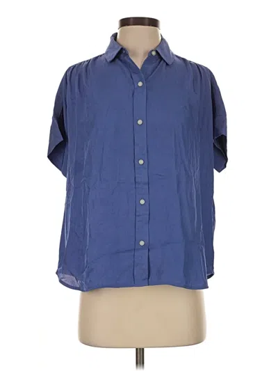 Pre-owned Everlane Short Sleeve Blouse In Blue