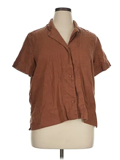 Pre-owned Everlane Short Sleeve Blouse In Brown