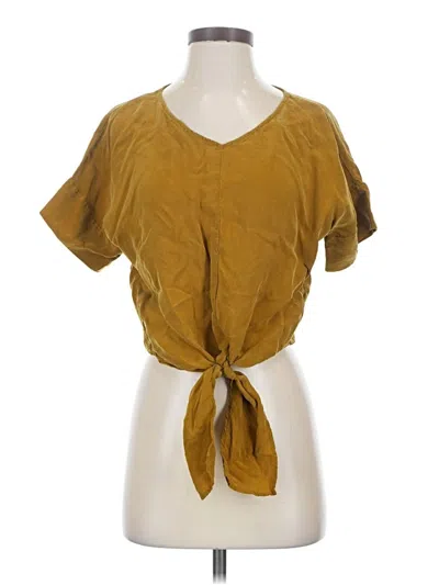 Pre-owned Everlane Short Sleeve Blouse In Gold