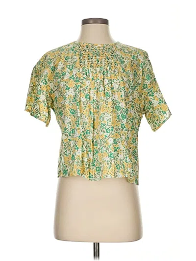 Pre-owned Everlane Short Sleeve Blouse In Green