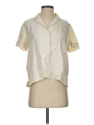 Pre-owned Everlane Short Sleeve Blouse In Ivory