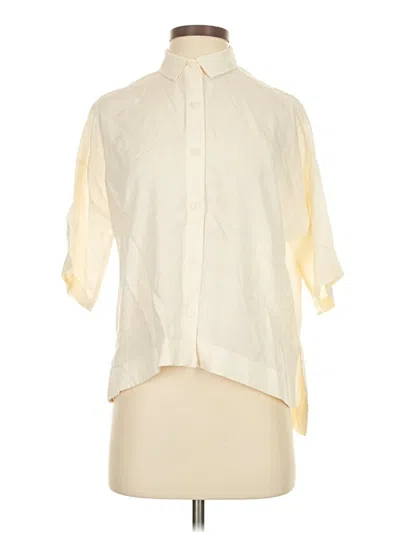 Pre-owned Everlane Short Sleeve Blouse In Ivory