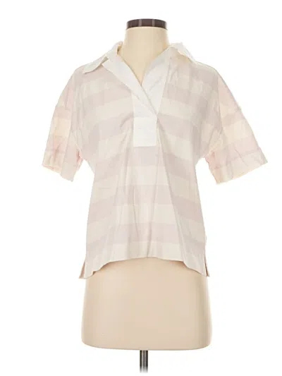 Pre-owned Everlane Short Sleeve Blouse In Ivory
