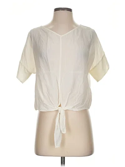 Pre-owned Everlane Short Sleeve Blouse In Ivory