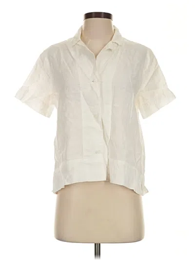 Pre-owned Everlane Short Sleeve Blouse In Ivory