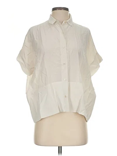 Pre-owned Everlane Short Sleeve Blouse In Ivory