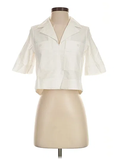 Pre-owned Everlane Short Sleeve Blouse In Ivory