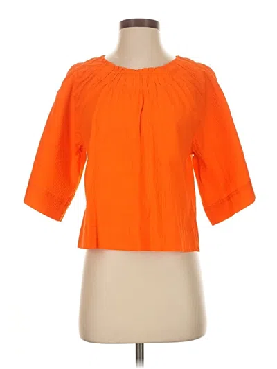 Pre-owned Everlane Short Sleeve Blouse In Orange