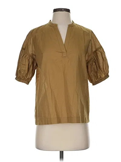 Pre-owned Everlane Short Sleeve Blouse In Tan