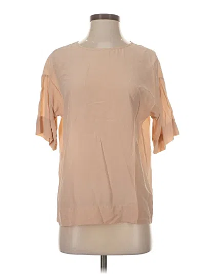 Pre-owned Everlane Short Sleeve Blouse In Tan
