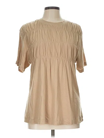 Pre-owned Everlane Short Sleeve Blouse In Tan