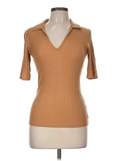 Pre-owned Everlane Short Sleeve Blouse In Tan