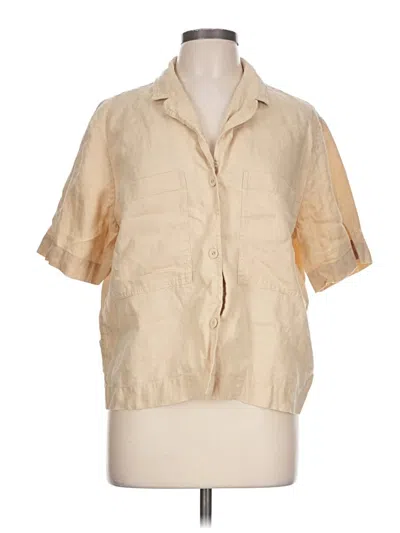 Pre-owned Everlane Short Sleeve Blouse In Tan