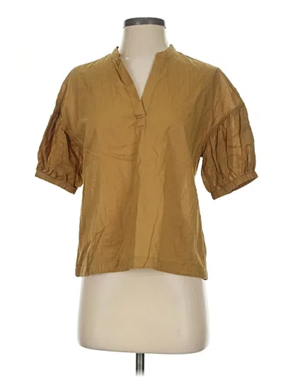Pre-owned Everlane Short Sleeve Blouse In Tan