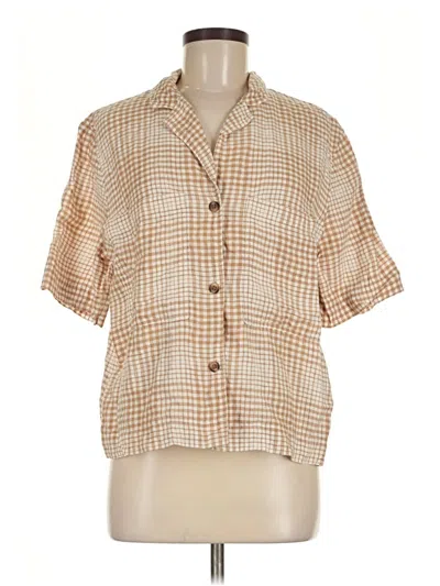 Pre-owned Everlane Short Sleeve Blouse In Tan