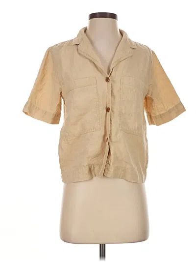 Pre-owned Everlane Short Sleeve Blouse In Tan