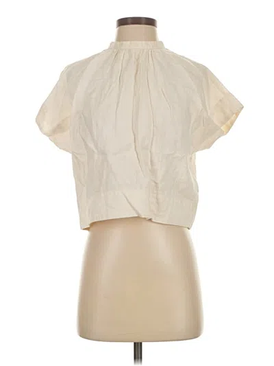 Pre-owned Everlane Short Sleeve Blouse In White