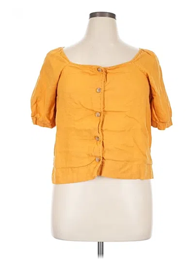 Pre-owned Everlane Short Sleeve Blouse In Yellow