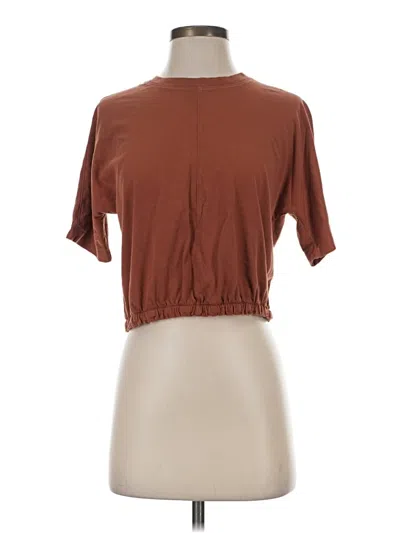 Pre-owned Everlane Short Sleeve Top Brown Mock Neckline Tops