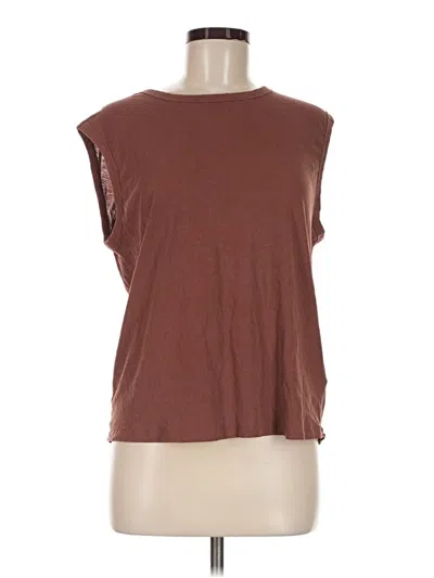 Pre-owned Everlane Short Sleeve Top Brown Scoop Neck Tops