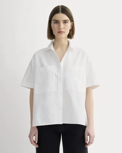 Everlane Short-sleeve Boxy Oxford Shirt In White