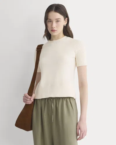 Everlane Short-sleeve Crew Neck Sweater In White